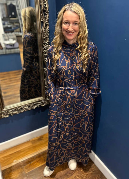 Penelope Bridle Print Shirt Dress | Navy