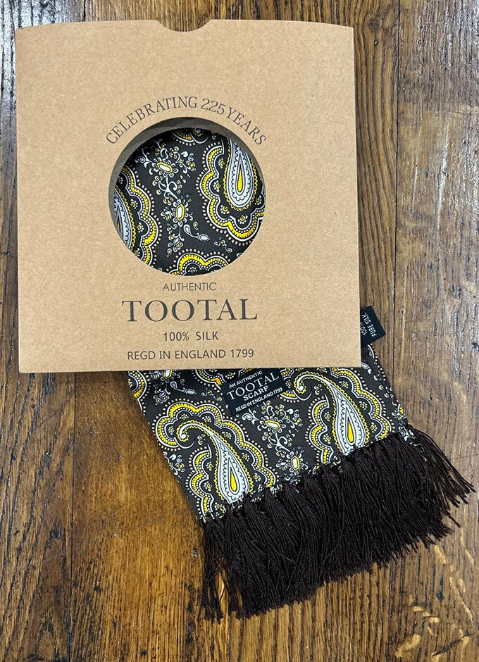 Tootal Silk Scarf | Brown Weller Paisley Design