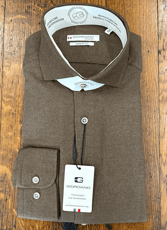 Brushed Cotton Shirt | Brown