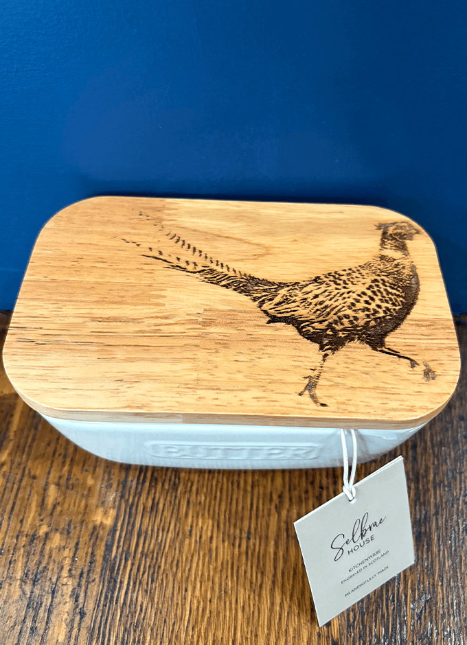 Selbrae | White Butter Dish | Pheasant