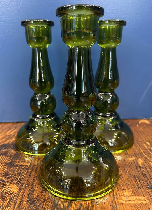 Tall Glass Candle Stick | Green