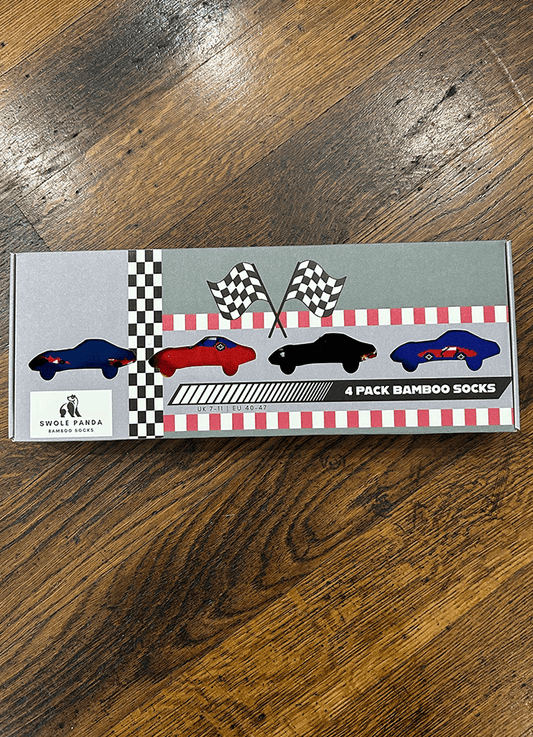 Racing Car Sock Box | 4 Pairs of Bamboo Socks
