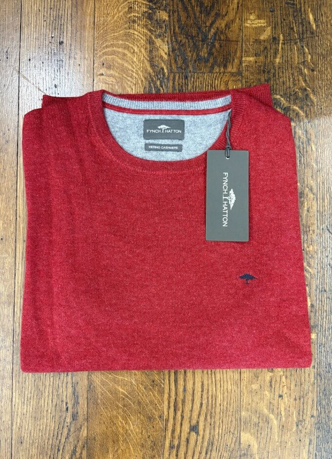Merino Cashmere O-Neck Jumper | Brick