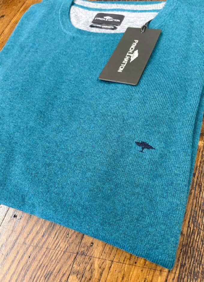 Merino Cashmere O-Neck Jumper | Teal