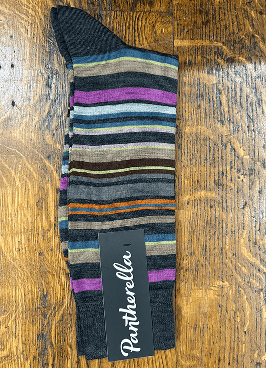 Quakers Multi Striped Socks | Charcoal