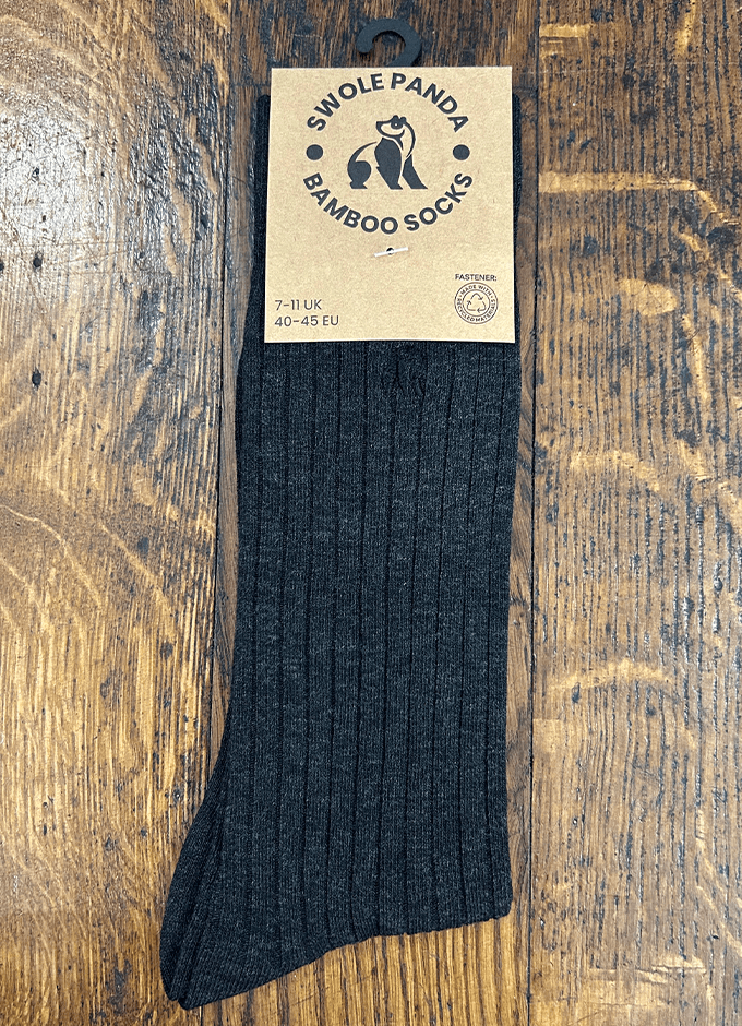 Swole Panda | Charcoal Grey Ribbed Socks