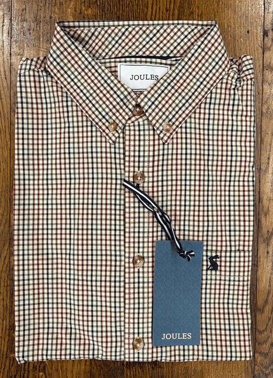 Cotton Poplin Brown Long Sleeve Gingham Shirt
