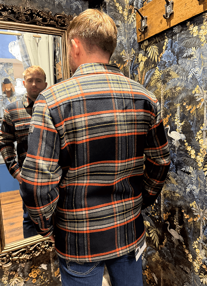 Wool Check Overshirt | Dark Navy
