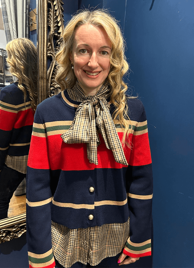 Constance Cotton Knitted Cardigan | Multi Stripe