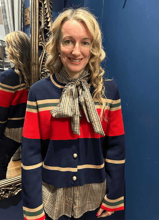 Constance Cotton Knitted Cardigan | Multi Stripe