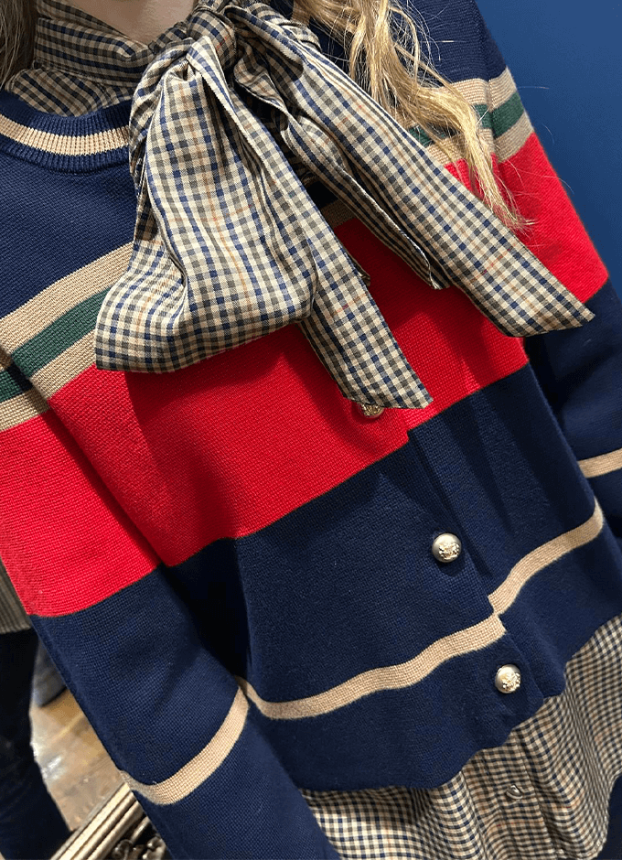 Constance Cotton Knitted Cardigan | Multi Stripe