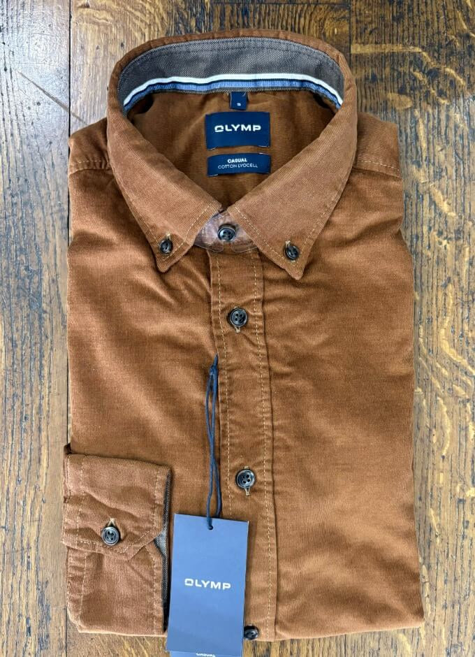 Casual Fine Cord Shirt | Caramel
