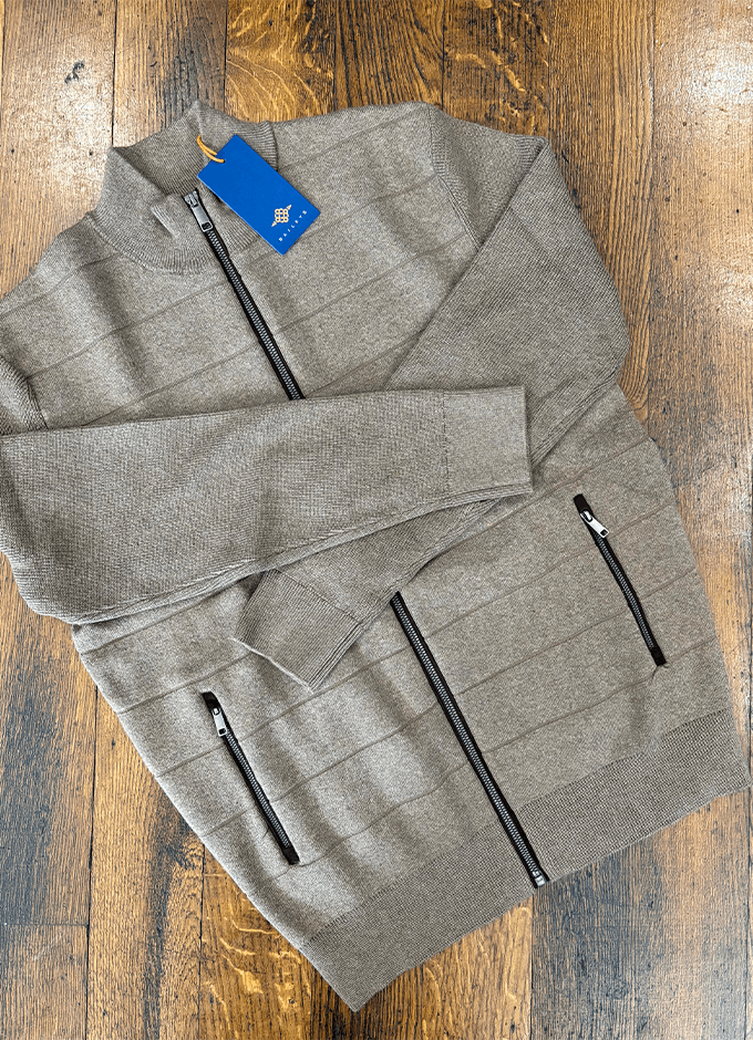 Cotton/Cashmere | Full Zip | Mid Brown