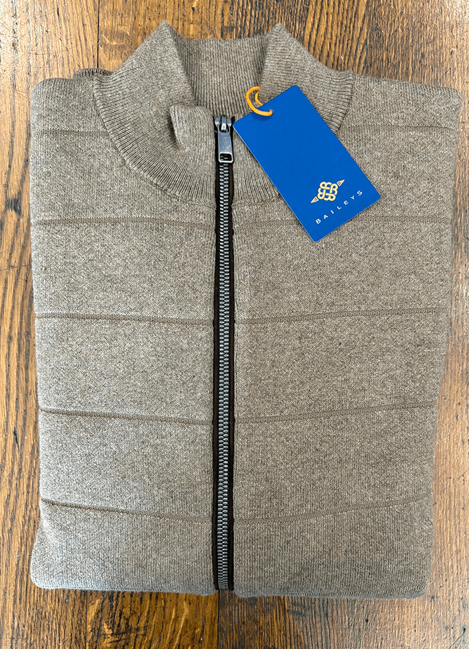 Cotton/Cashmere | Full Zip | Mid Brown