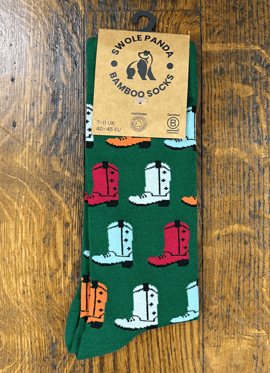 Swole Panda | Green Cowboy Boot Socks