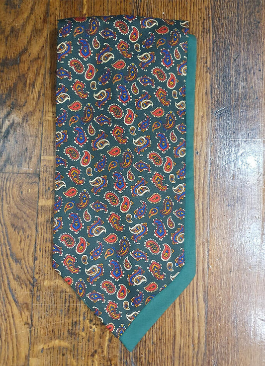 Silk Cravat | Green Paisley