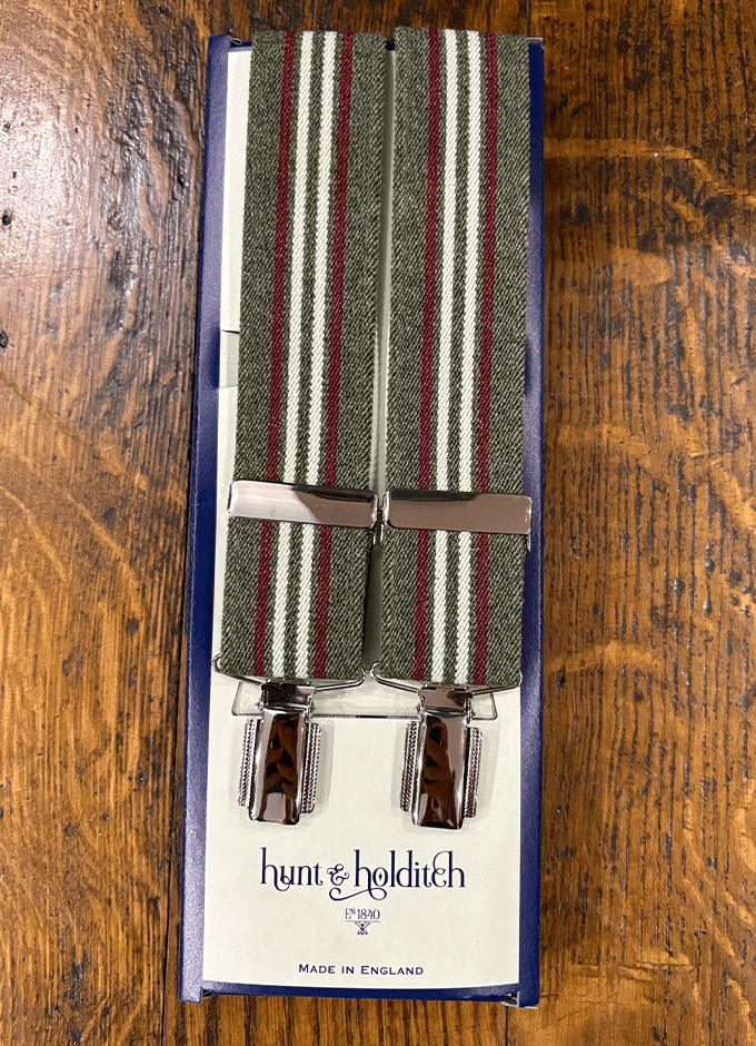 Clip Braces | Cream and Burgundy Stripe