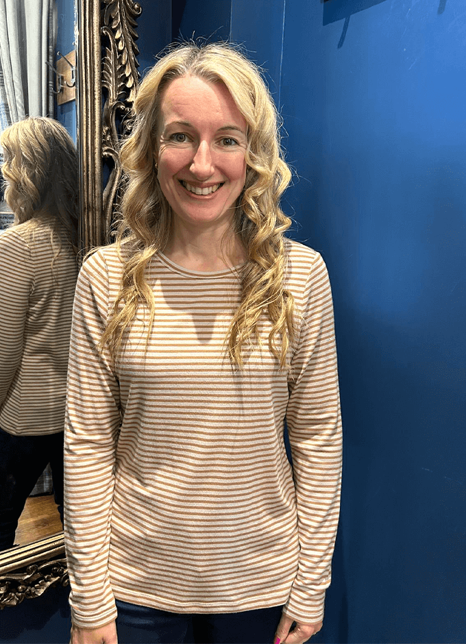 Striped Longsleeve Top  | Brown/Cream Stripe