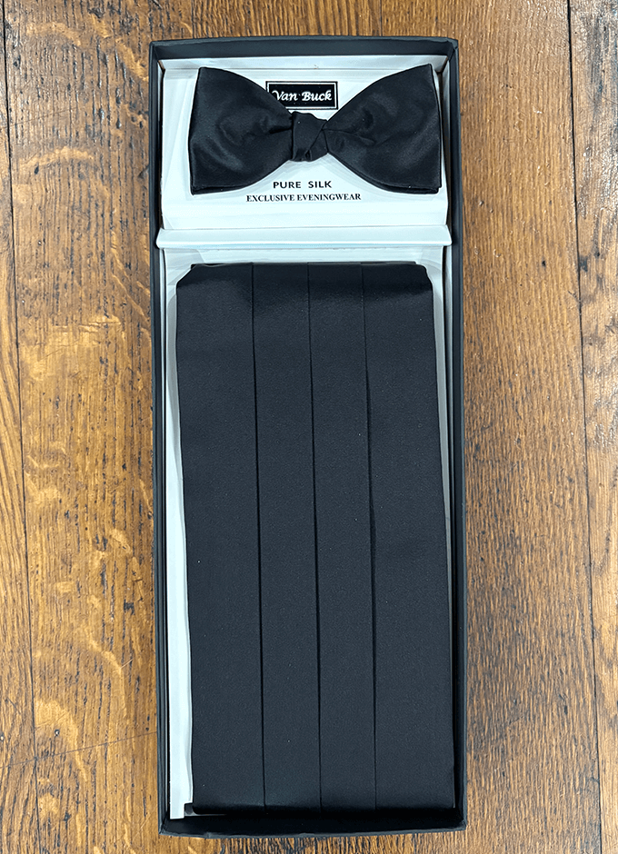 Black Silk Cummerbund & Bow Tie Set