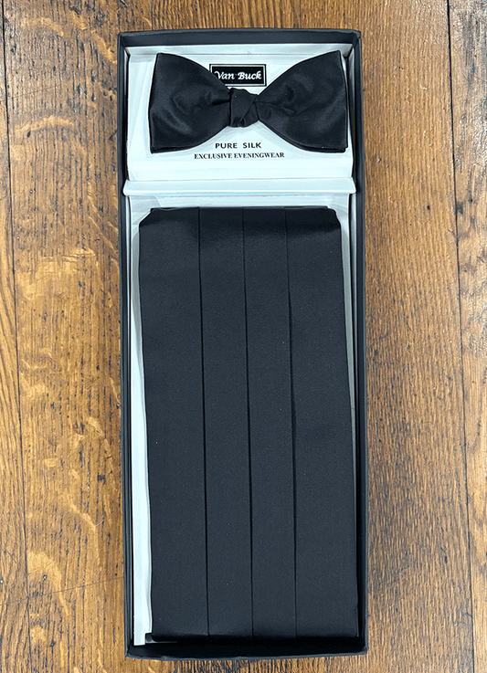 Black Silk Cummerbund & Bow Tie Set