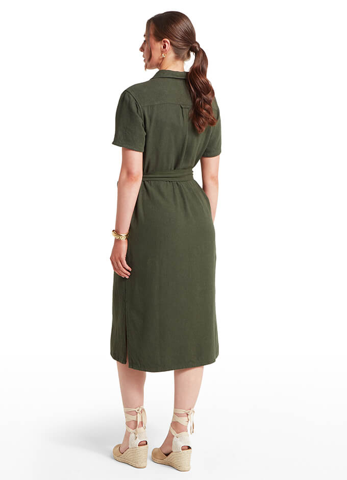 Schoffel | Daisy Linen Dress | Beetle Green