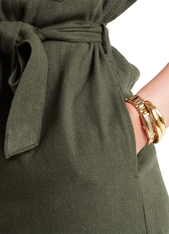 Schoffel | Daisy Linen Dress | Beetle Green