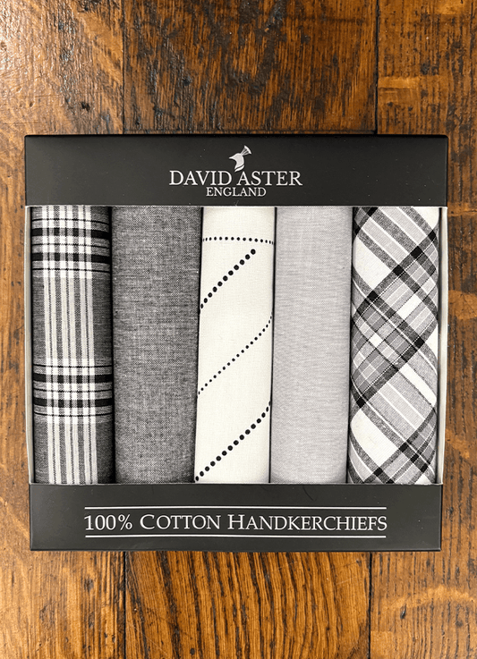 Pack of Assorted Black and Grey Handkerchiefs