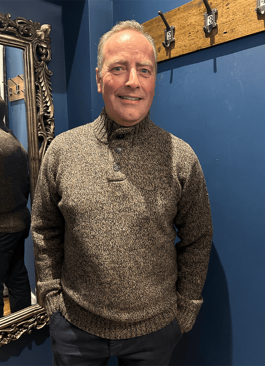 Darragh Chunky Button Jumper | Earthy Brown