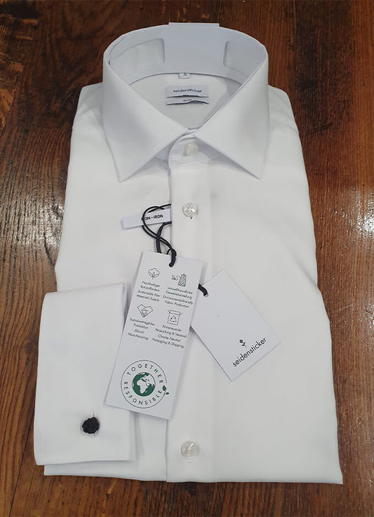 Non-iron Business Shirt | White Slim Fit | Double Cuff