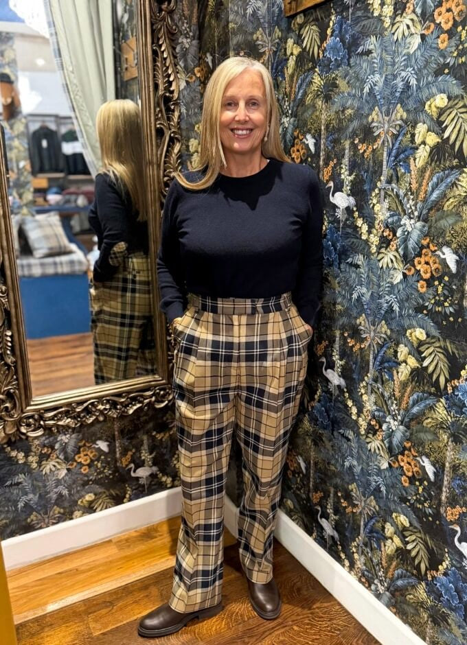 Delilah Tartan Straight-Leg Trousers | Tartan