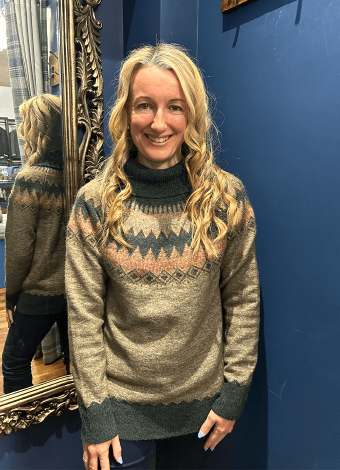 Devlin Women's Fair Isle Pattern Sweater | Olive Multi