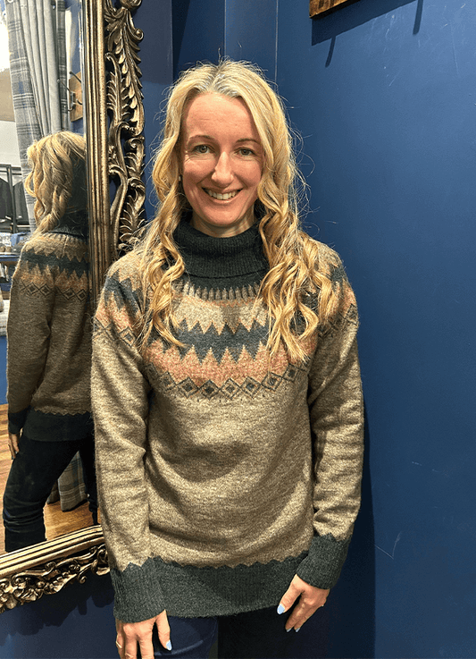 Devlin Women's Fair Isle Pattern Sweater | Olive Multi