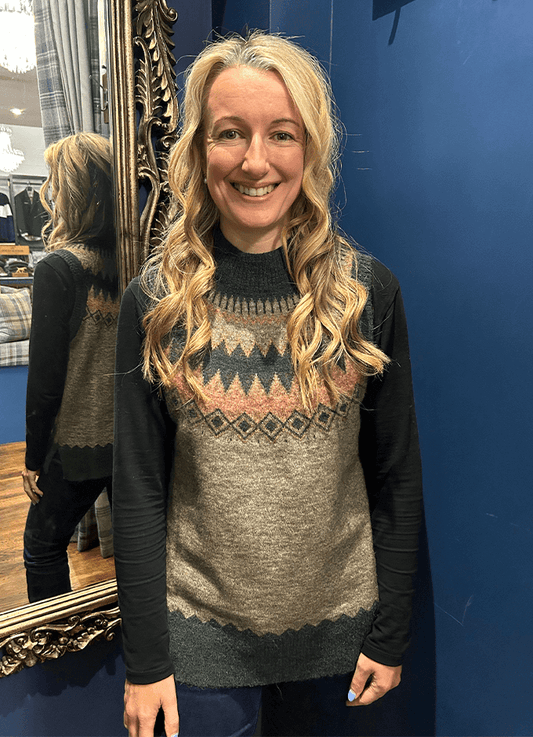 Doyle Women's Fair Isle Pattern Vest | Olive Multi