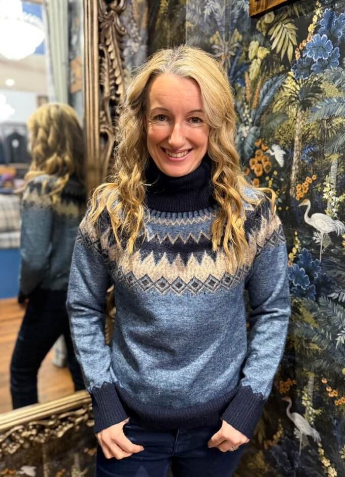 Delvin Womens Fair Isle Patern Sweater | Navy Multi