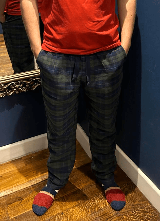 Dozer Cotton Pyjama Bottoms | Green/Navy Check