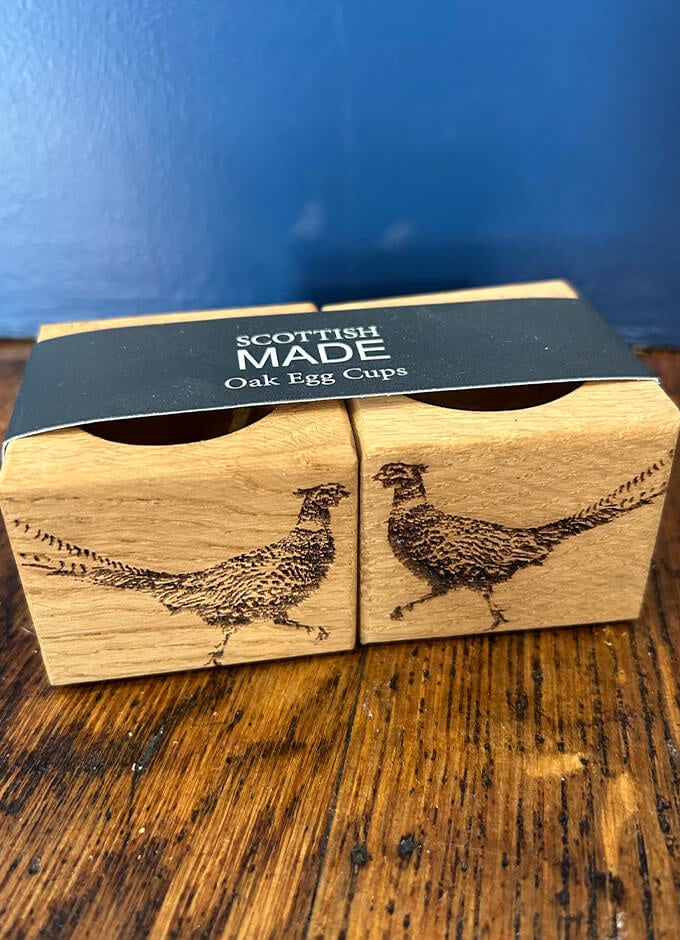 Selbrae | Pair of Oak Egg Cups | Pheasant