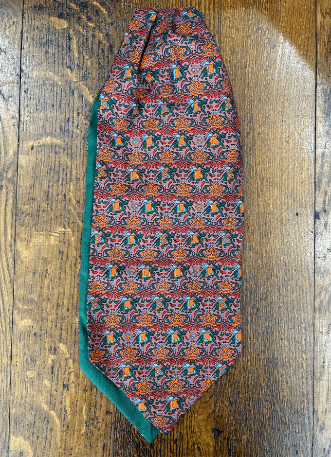 English Printed Silk Cravat | Elephants