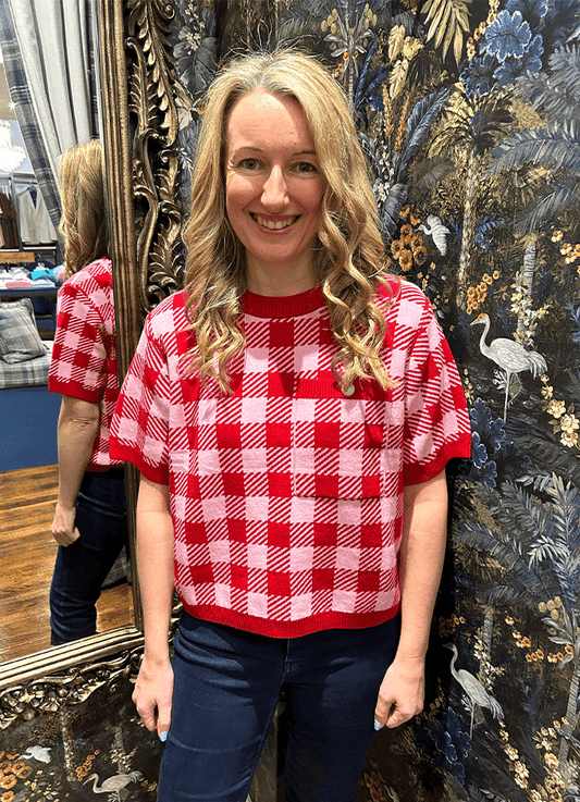 Esther Gingham Crew Neck Jumper | Multi