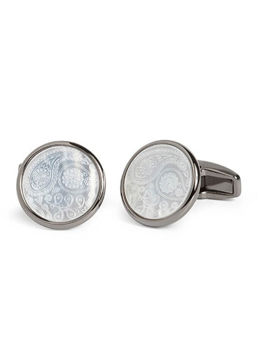 Cufflinks | Paisley Fine Etched Mother of Pearl