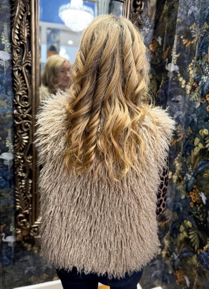 Faux Fur Vest | Light Beige Melange