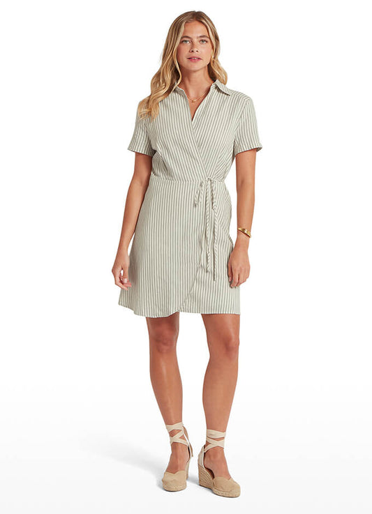 Schoffel | Fleur Linen Dress | Agave Green Stripe