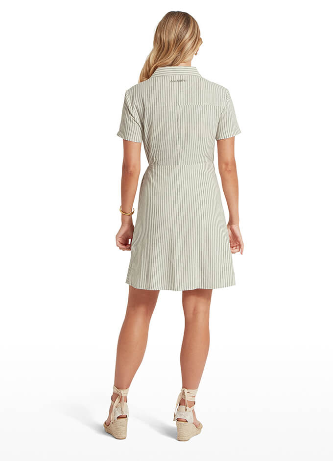 Schoffel | Fleur Linen Dress | Agave Green Stripe
