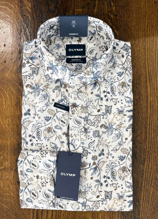 Luxor Shirt Modern Fit | Floral/White Background