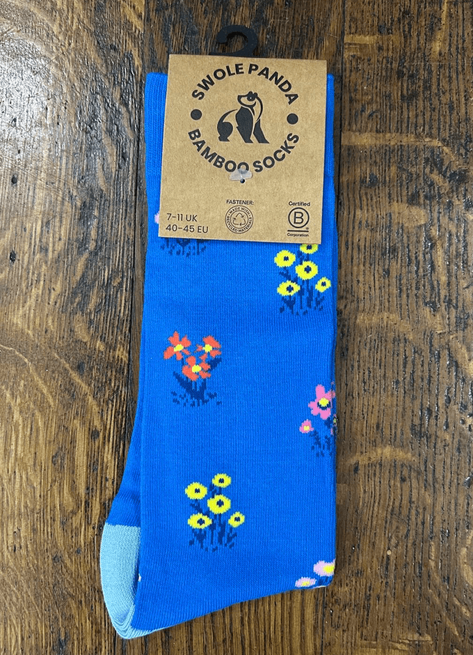 Swole Panda | Blue Floral Bamboo Socks