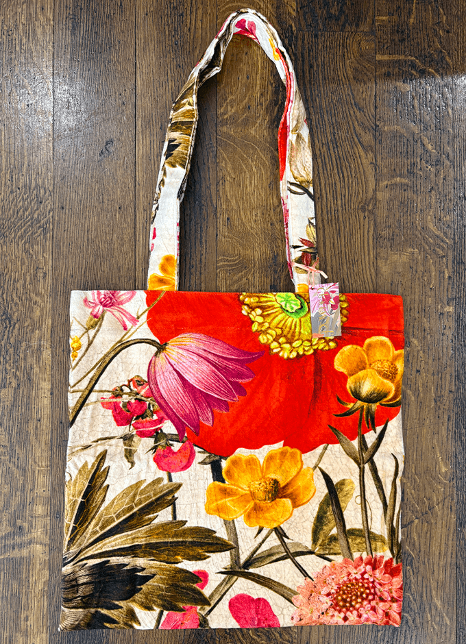 Velvet Tote Bag | Fine Flowers in Cream