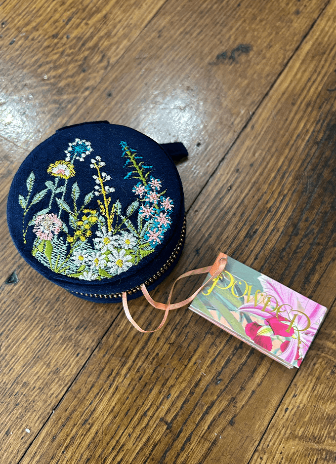 Round Jewellery Box | Navy Floral