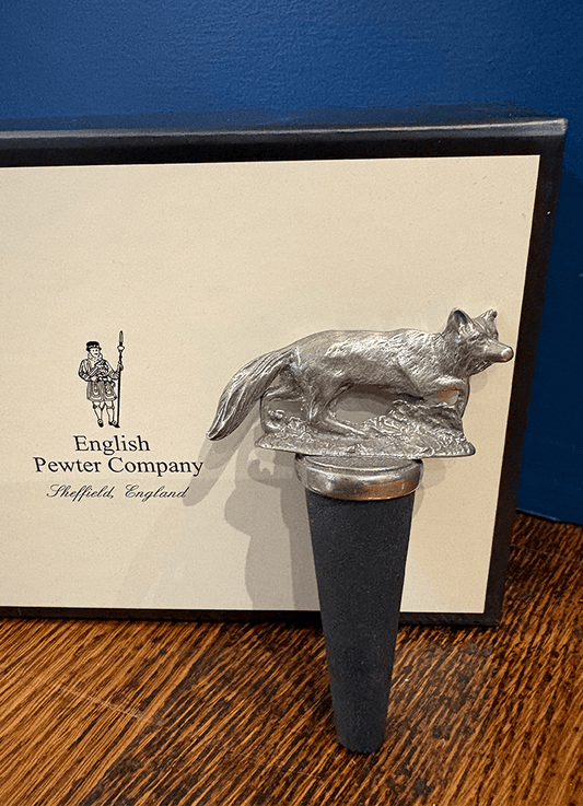 English Pewter | Running Fox Pewter Wine Bottle Stopper