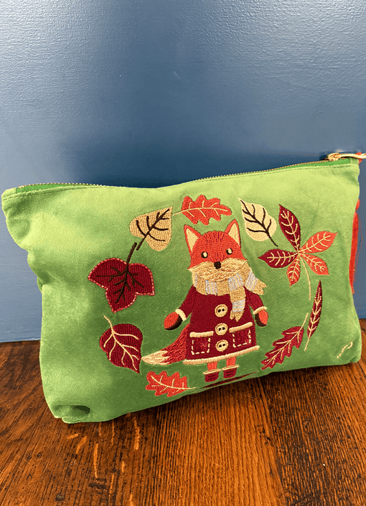 Powder | Velvet Zip Pouch | Cosy Fox