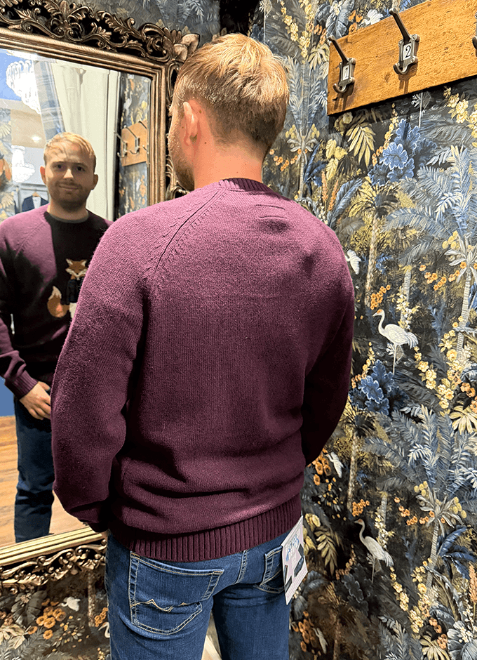 Intarsia Crew Neck Purple Jonty Fox Jumper
