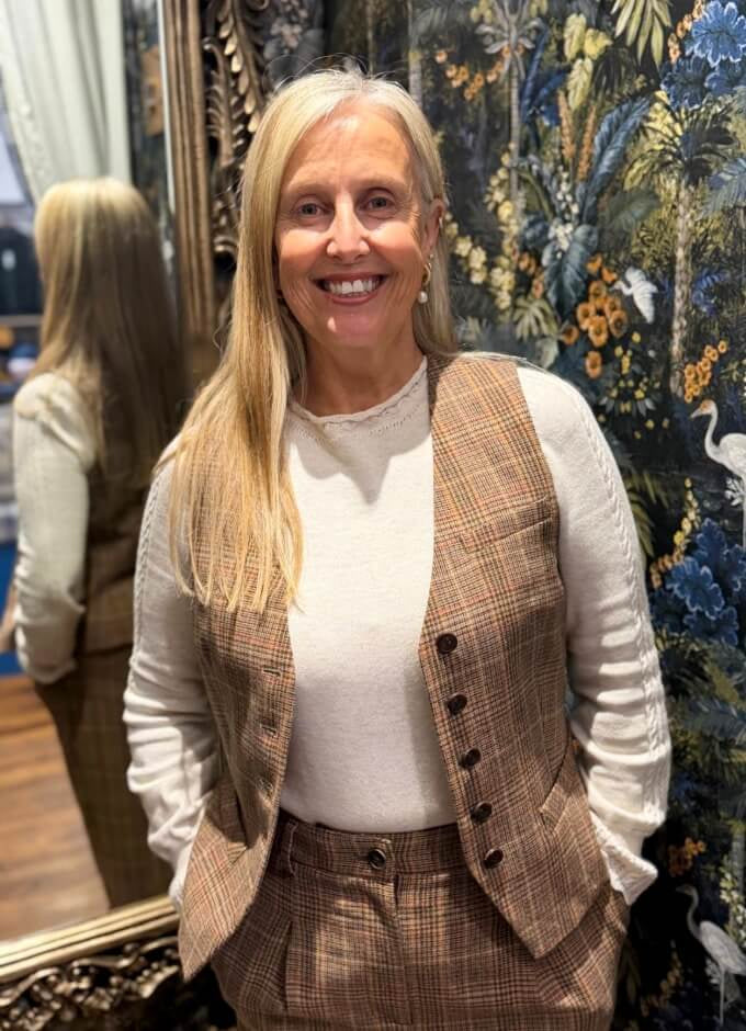 Foxley Wool Rich Check Tweed Waistcoat | Brown Check
